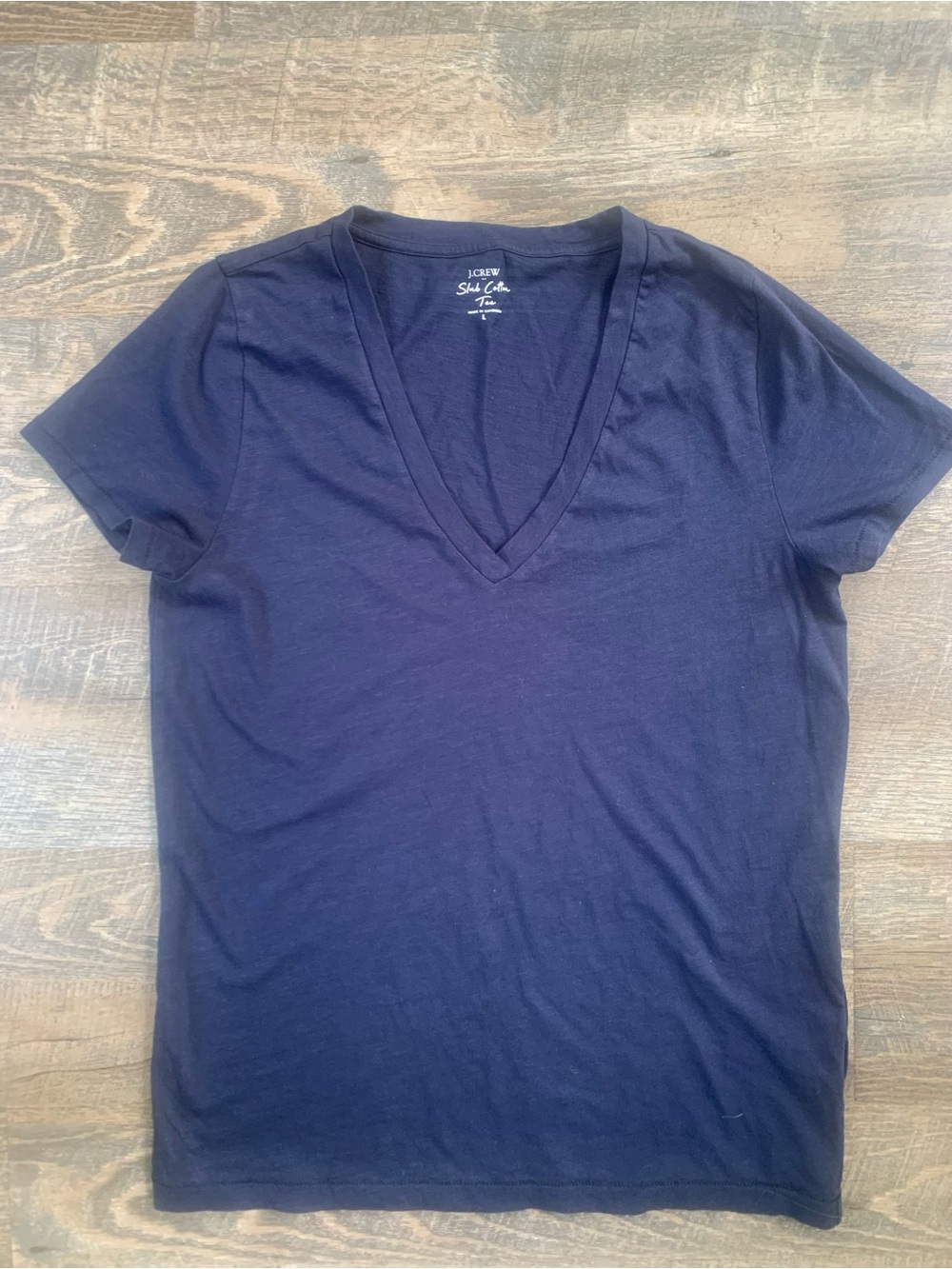 J. Crew Preppy Coastal Slub Navy Short Sleeve V-Neck Tee